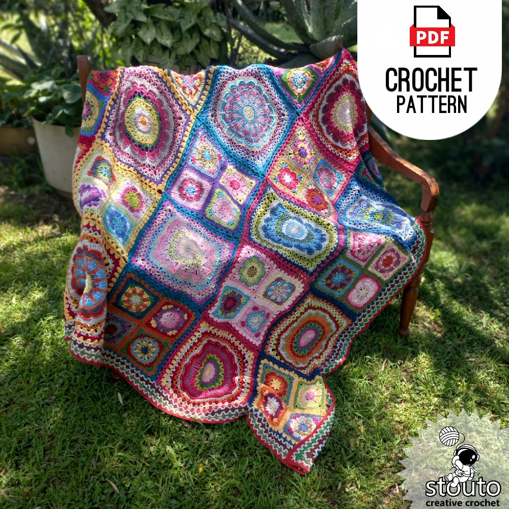 Crochet Blanket Pattern - African Patchwork - Digital Crochet PDF Pattern