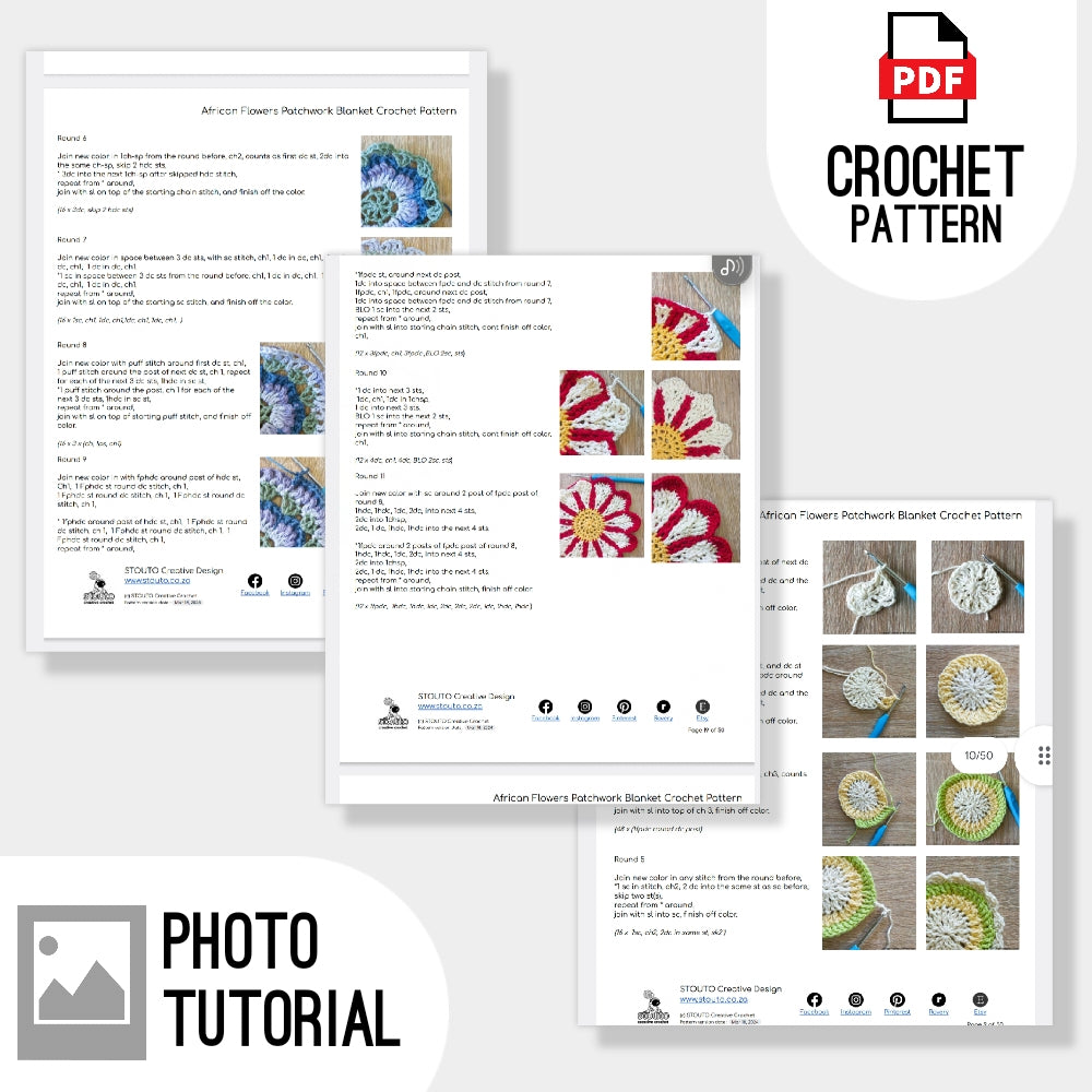 Crochet Blanket Pattern - African Patchwork - Digital Crochet PDF Pattern