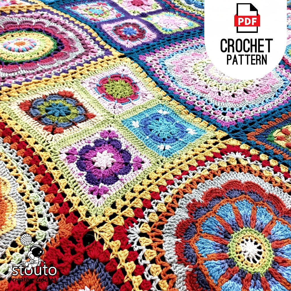 Crochet Blanket Pattern - African Patchwork - Digital Crochet PDF Pattern