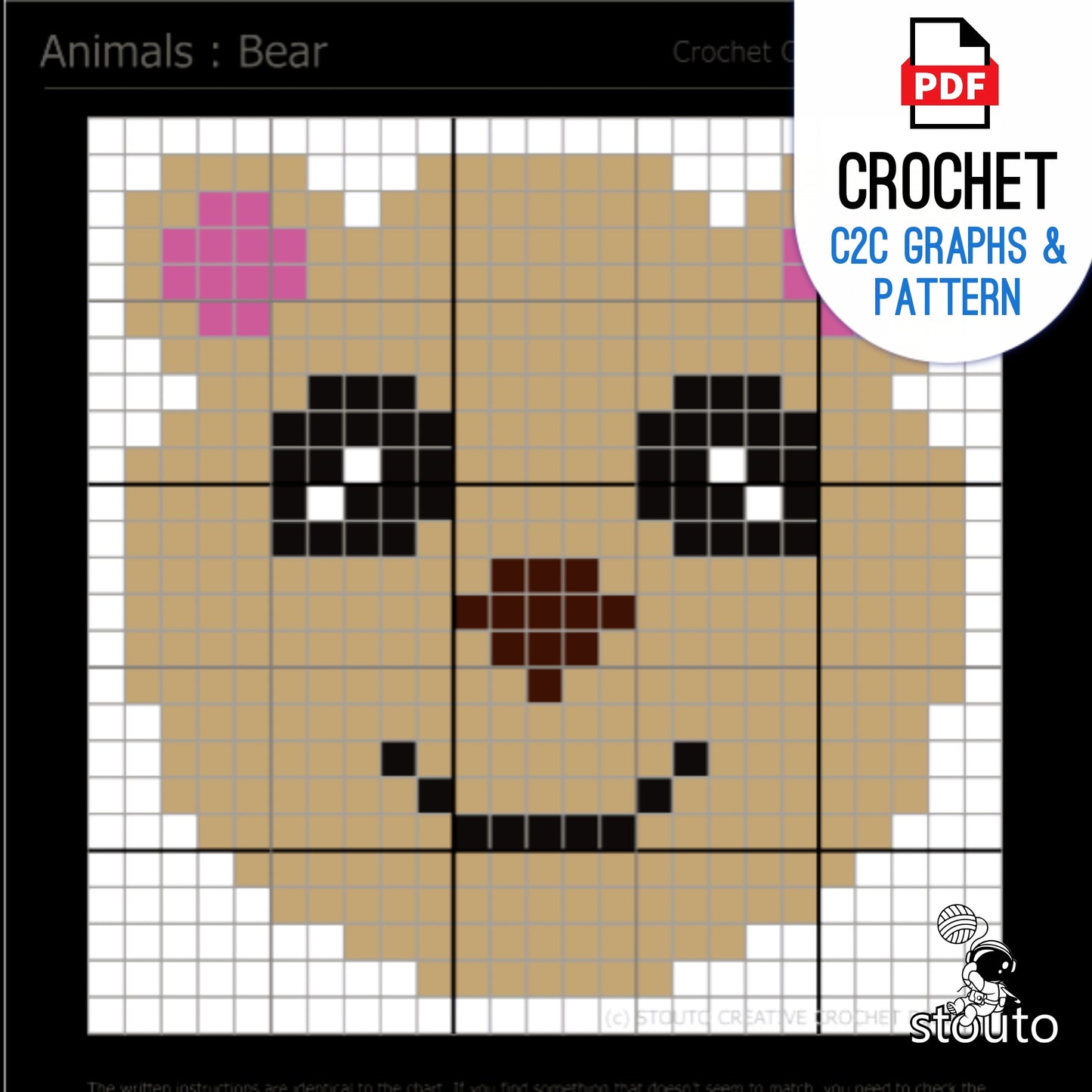 Graph - C2C Cartoon Bear Crochet Pattern & Graph