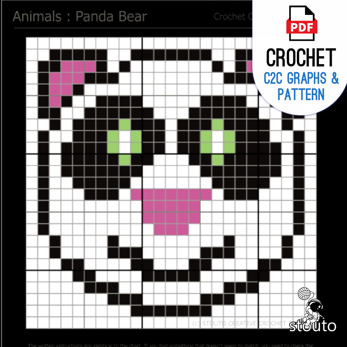 Graph C2C Panda Bear Crochet Pattern & Graph