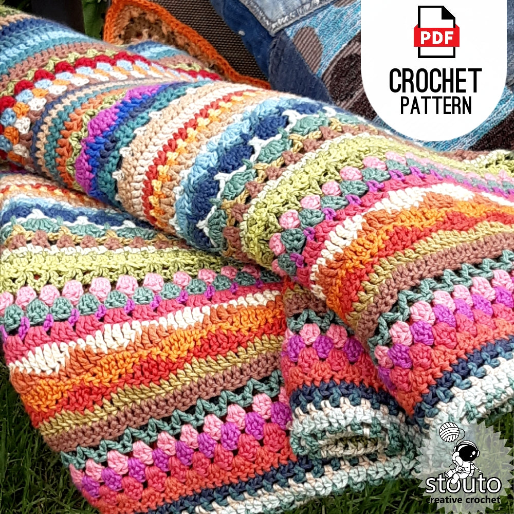Crochet Blanket Pattern - Striped Stitch Sampler - Digital PDF Download