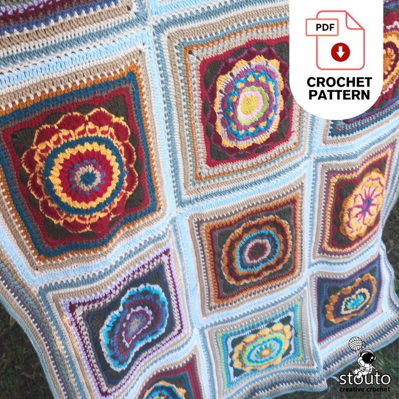 Crochet Blanket Pattern - Heirloom Flower Afghan – Digital PDF