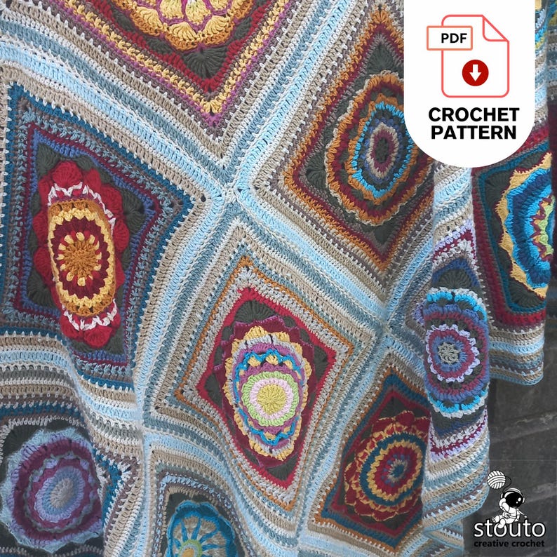 Crochet Blanket Pattern - Heirloom Flower Afghan – Digital PDF