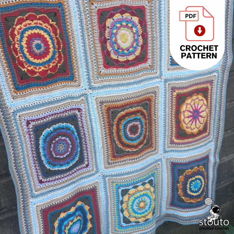 Crochet Blanket Pattern - Heirloom Flower Afghan – Digital PDF