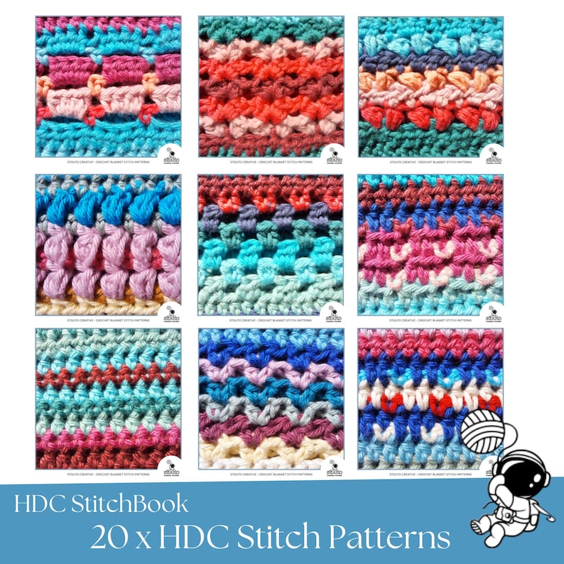 All-in-One HDC Crochet Blanket Stitch Pattern Book – 20 Designs (PDF Download)