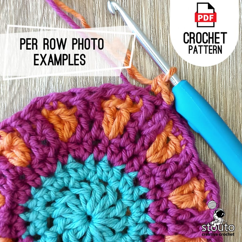 Crochet Square Pattern : Daisy Flower Crochet Square Pattern – Digital PDF