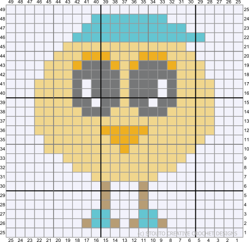 C2C Cute Easter Boy Chick Crochet Pattern & Graph
