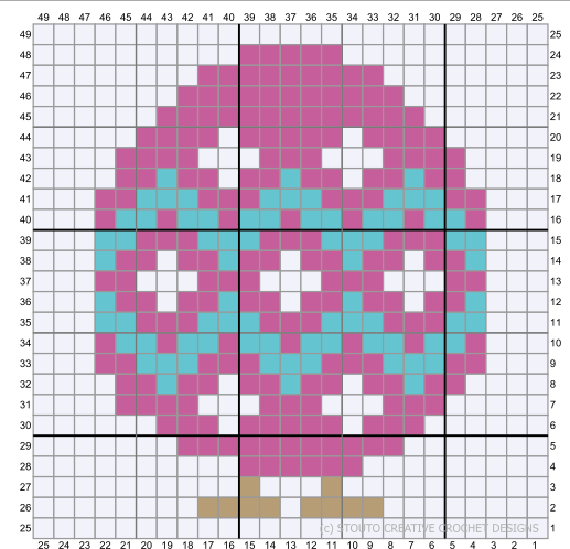 Graph C2C Diamond Pattern Easter Egg Crochet Pattern & Graph