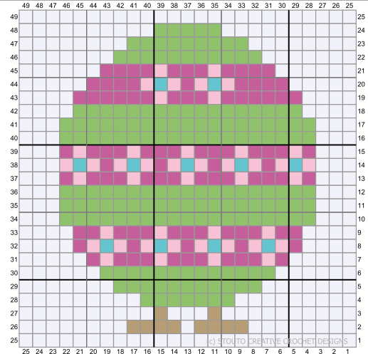 Graph C2C Cute Chick in Easter Egg with Flower Crochet Pattern & Graph