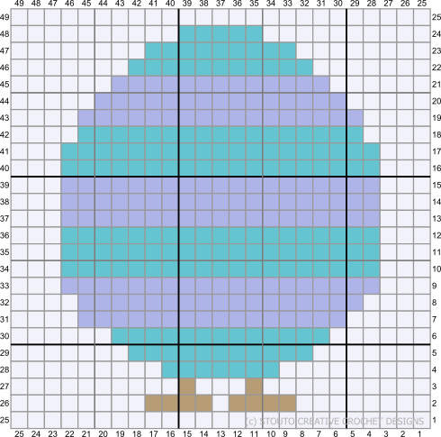 C2C Cute Striped Easter Egg with Chicken Legs Crochet Pattern & Graph