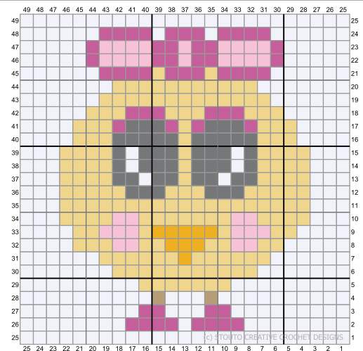 C2C Cute Easter Girl Chick Crochet Pattern & Graph