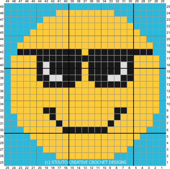Graph C2C Emoticon Shades Crochet Pattern & Graph