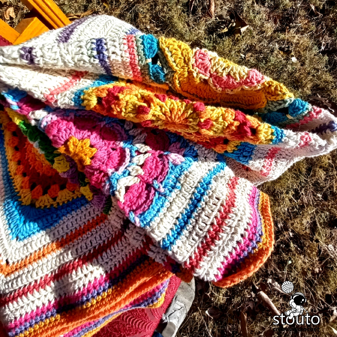 Crochet Afghan - Boxed Floral Crochet Squares Lapghan PDF Pattern