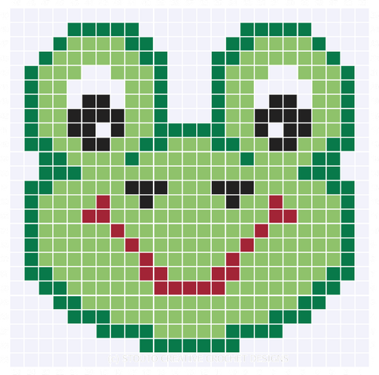 Graph C2C Cute Frog Face Crochet Pattern & Graph