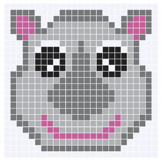 Graph C2C Baby Rhino Face Crochet Pattern & Graph