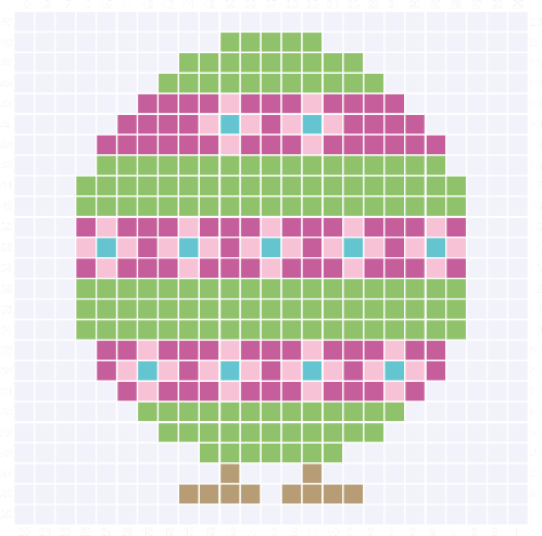 Graph C2C Cute Chick in Easter Egg with Flower Crochet Pattern & Graph