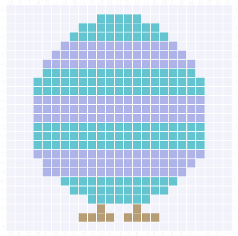 Graph C2C Cute Striped Easter Egg with Chicken Legs Crochet Pattern & Graph