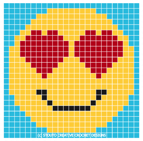 Graph C2C Emoticon Love Eyes Crochet Pattern & Graph