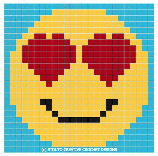 Graph C2C Emoticon Love Eyes Crochet Pattern & Graph