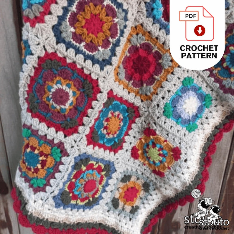 Crochet Blanket Pattern - Flower Granny Squares