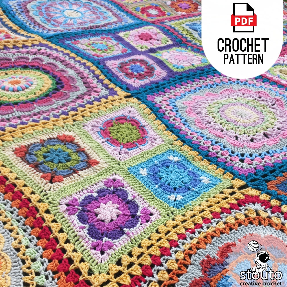 Crochet Afghan - Granny Squares Afghan Pattern- African Flowers Patchwork - Digital PDF Pattern