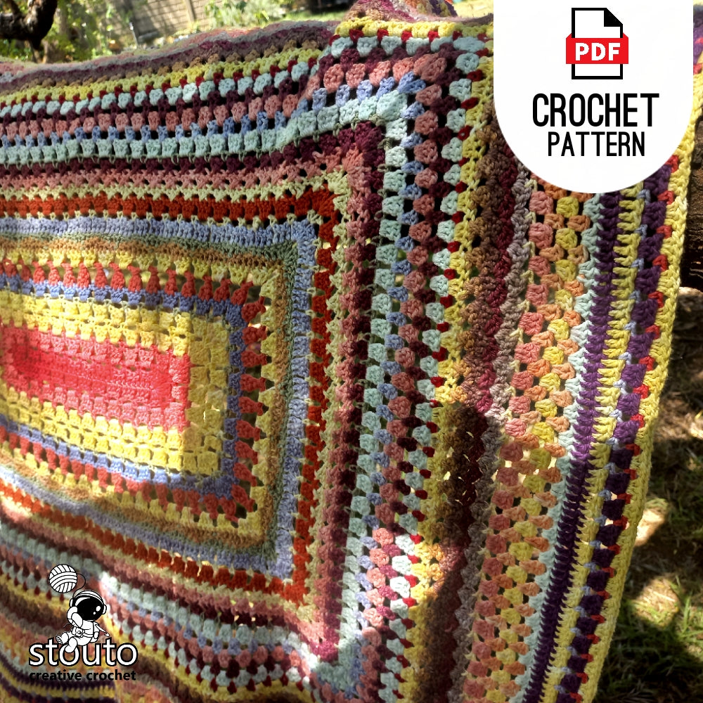 Crochet Baby Afghan - Scrap Yarn Baby Blanket Crochet Pattern Digital PDF Download