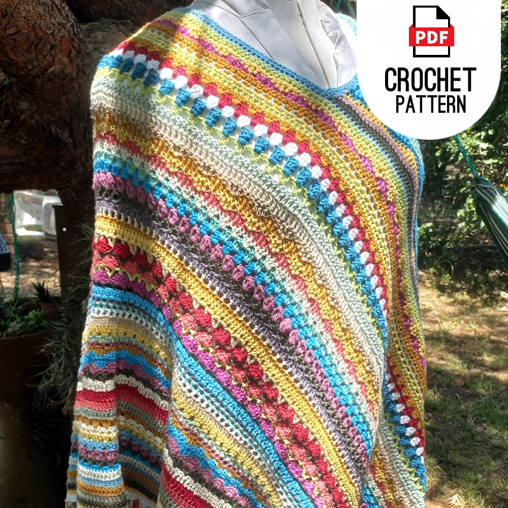 Crochet Poncho - Shabby Chic, Bohemian styled Poncho digital crochet pattern