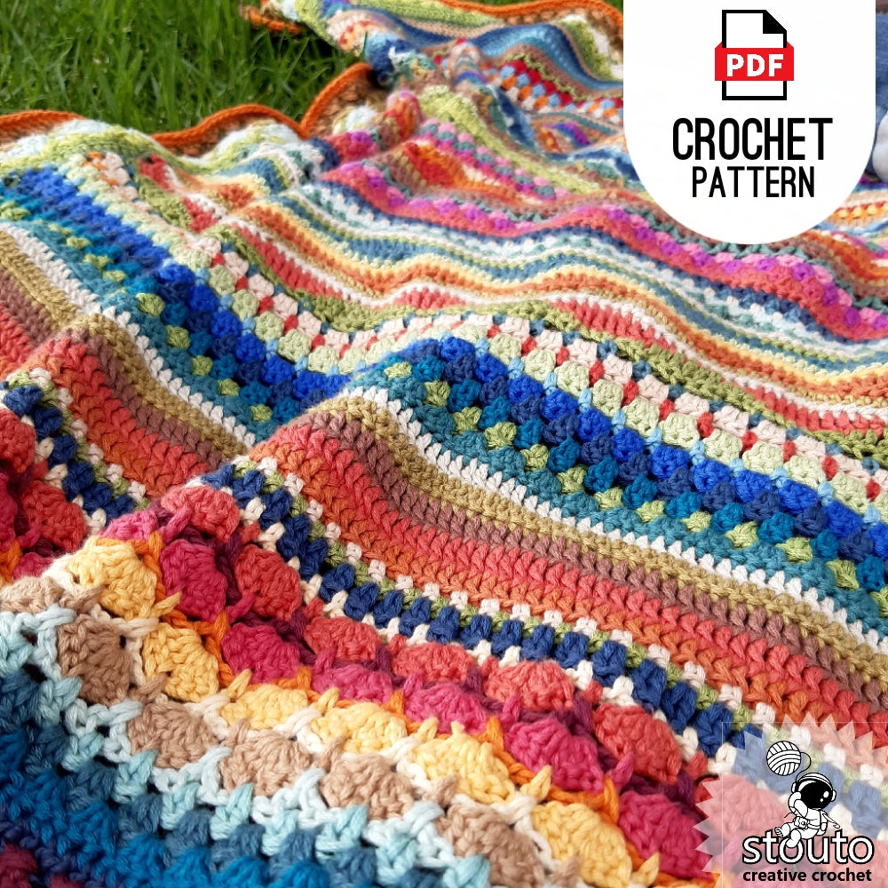 Crochet Afghan - Striped Afghan Crochet Pattern, Mixed Stitch Sampler Afghan - Digital Pattern