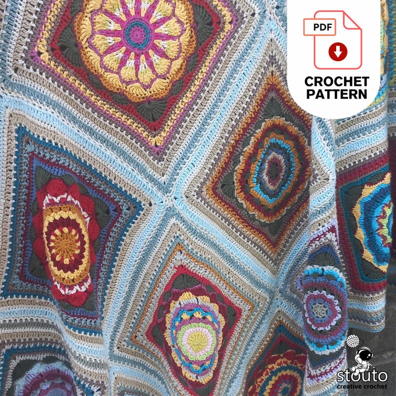 Crochet Blanket Pattern - Heirloom Flower Afghan – Digital PDF