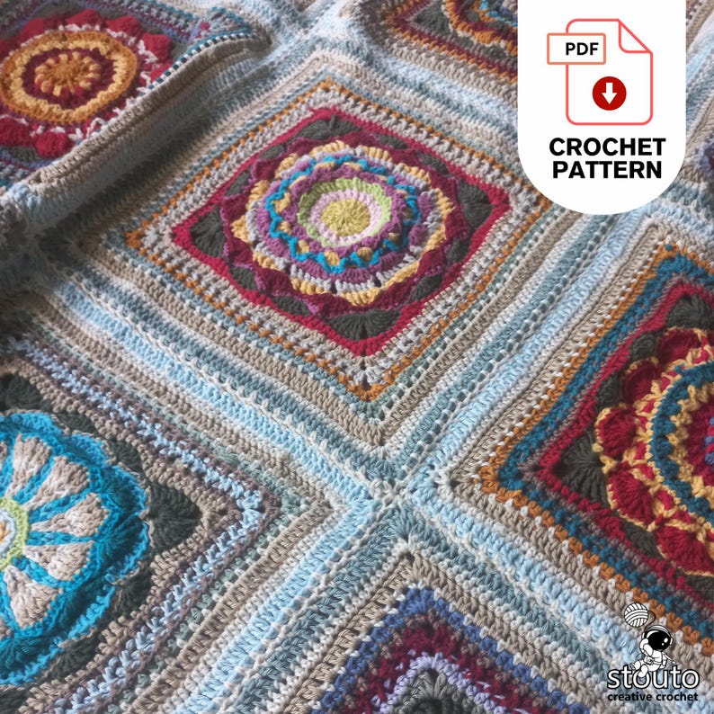 Crochet Blanket Pattern - Heirloom Flower Afghan – Digital PDF