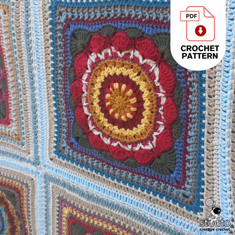 Crochet Blanket Pattern - Heirloom Flower Afghan – Digital PDF