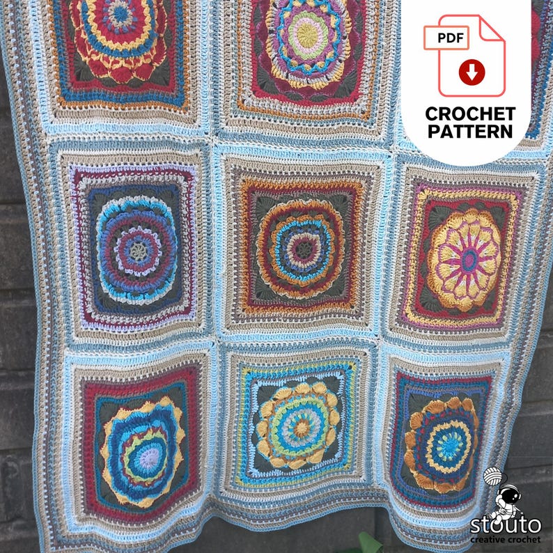 Crochet Blanket Pattern - Heirloom Flower Afghan – Digital PDF