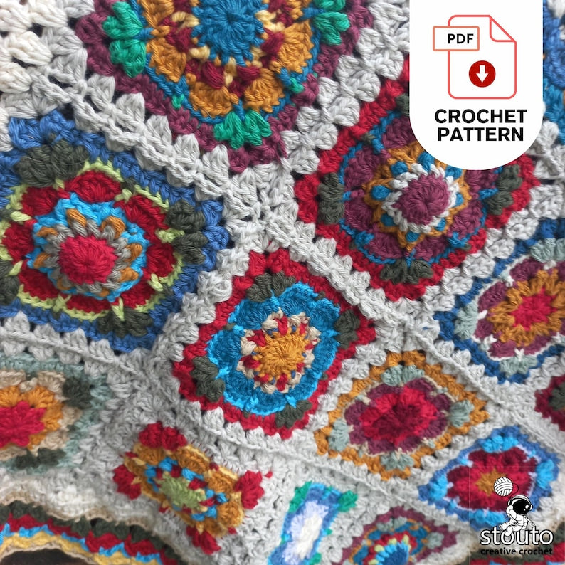 Crochet Blanket Pattern - Flower Granny Squares