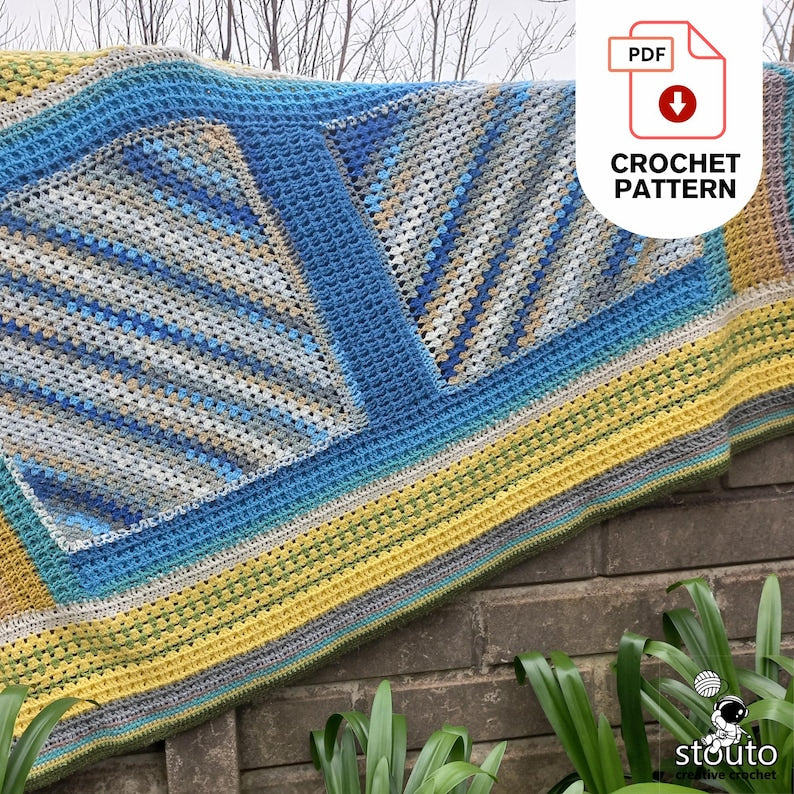 Crochet Blanket Pattern - July Blues Mix & Match Blanket – Waffle & C2C Blanket PDF