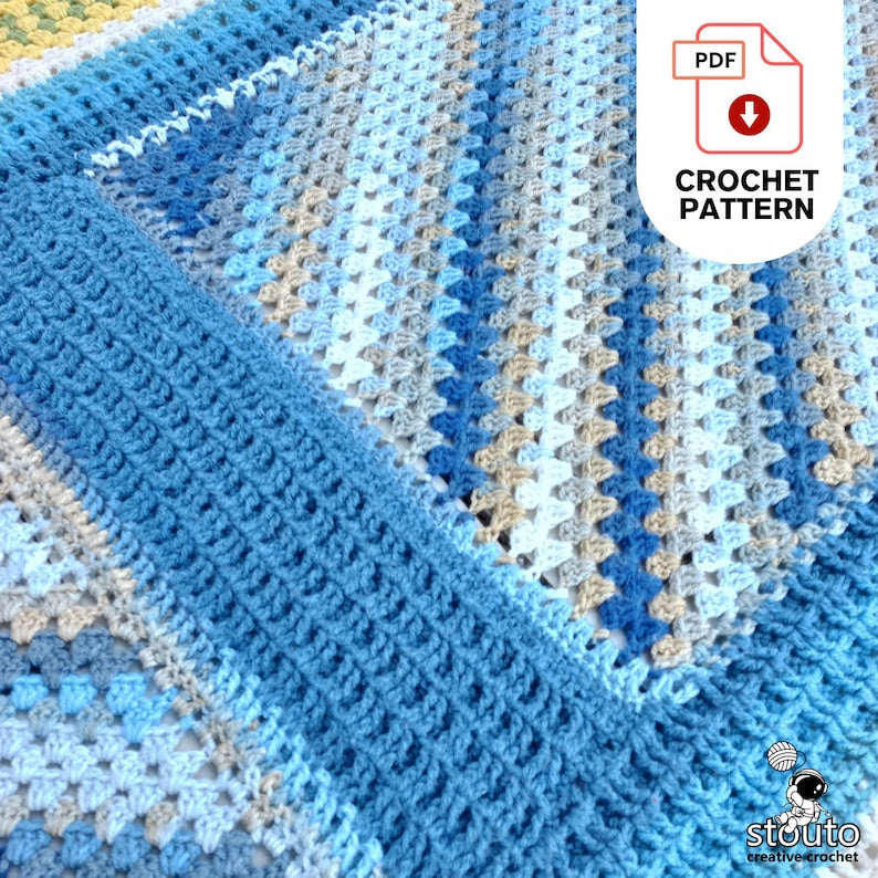 Crochet Blanket Pattern - July Blues Mix & Match Blanket – Waffle & C2C Blanket PDF