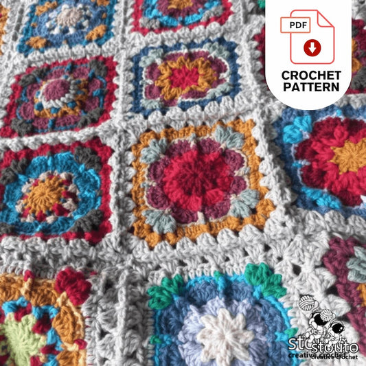 Crochet Blanket Pattern - Flower Granny Squares